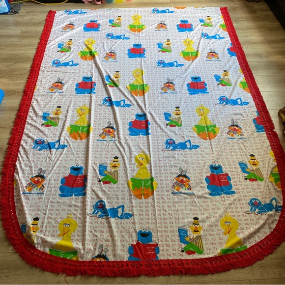 Vintage Sesame Street Coverlet quilt topper with fringe twin 76”x 108” ABCs - Picture 2 of 10